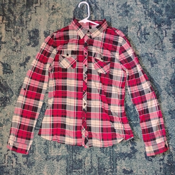 Red and Black Plaid Button-Up Shirt - Picture 1 of 3